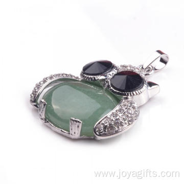 Newest Green Owl Shaped Silver Pendant Necklace for Women Jewelries Gift